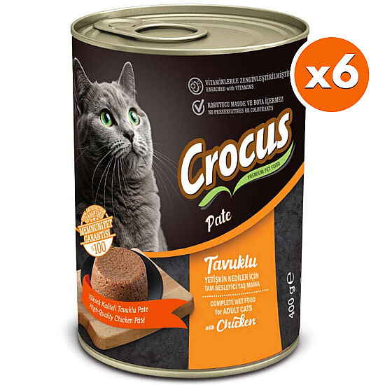 Crocus Pate Tavuk Etli Kedi Konservesi 400 Gr x 6 Adet - 1