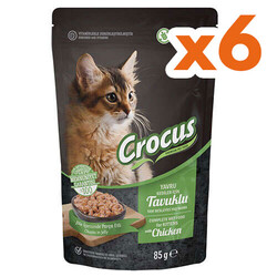 Crocus - Crocus Pouch Kitten Tahılsız Tavuklu Jöleli Yavru Kedi Yaş Maması 85 Gr x 6 Adet