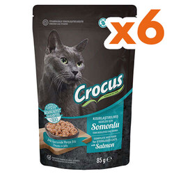 Crocus - Crocus Pouch Sterilised Tahılsız Somonlu Jöleli Kısırlaştırılmış Kedi Yaş Maması 85 Gr x 6 Adet