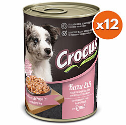 Crocus Puppy Kuzu Etli Sos İçinde Parça Etli Yavru Köpek Konservesi 400 Gr x 12 Adet - Crocus