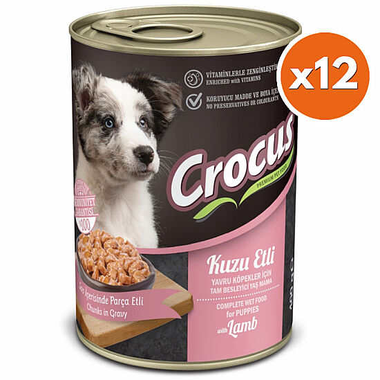 Crocus Puppy Kuzu Etli Sos İçinde Parça Etli Yavru Köpek Konservesi 400 Gr x 12 Adet - 1