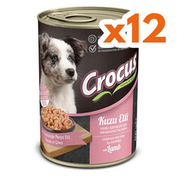 Crocus - Crocus Puppy Kuzu Etli Sos İçinde Parça Etli Yavru Köpek Konservesi 400 Gr x 12 Adet