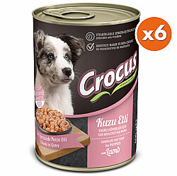 Crocus Puppy Kuzu Etli Sos İçinde Parça Etli Yavru Köpek Konservesi 400 Gr x 6 Adet - Crocus