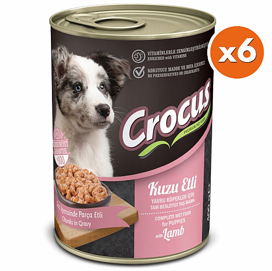 Crocus Puppy Kuzu Etli Sos İçinde Parça Etli Yavru Köpek Konservesi 400 Gr x 6 Adet - 1