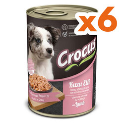 Crocus - Crocus Puppy Kuzu Etli Sos İçinde Parça Etli Yavru Köpek Konservesi 400 Gr x 6 Adet