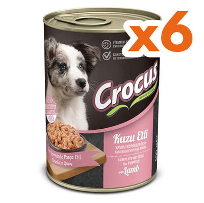 Crocus Puppy Kuzu Etli Sos İçinde Parça Etli Yavru Köpek Konservesi 400 Gr x 6 Adet