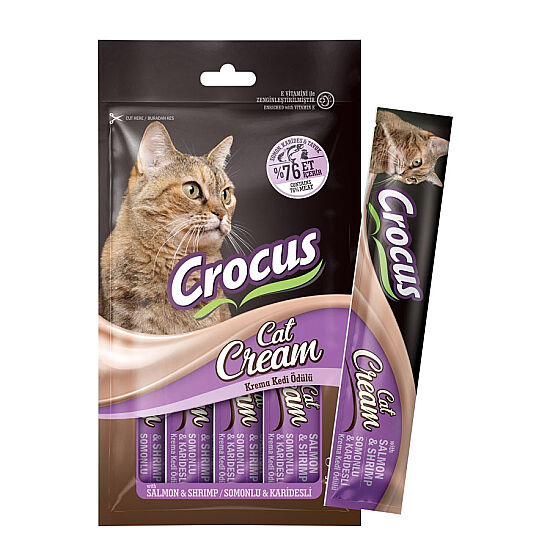 Crocus Somon ve Karides Krema Ek Besin Takviyesi Kedi Ödülü 4x15 Gr - 1