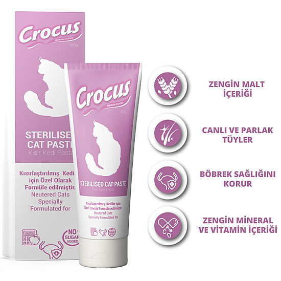 Crocus Sterilised Kısırlaştırılmış Malt Kedi Macunu 100 Gr - 2