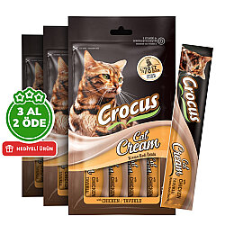 Crocus Tavuklu Krema Ek Besin Takviyesi Kedi Ödülü 4x15 Gr - 3 Al 2 Öde - Crocus