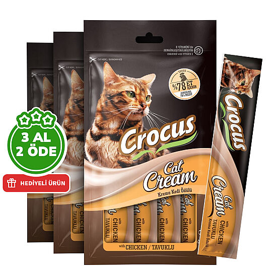Crocus Tavuklu Krema Ek Besin Takviyesi Kedi Ödülü 4x15 Gr - 3 Al 2 Öde - 1