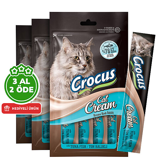 Crocus Ton Balıklı Krema Ek Besin Takviyesi Kedi Ödülü 4x15 Gr - 3 Al 2 Öde - 1