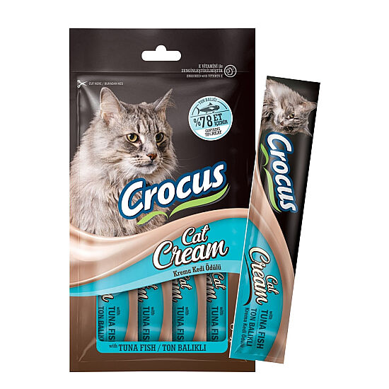 Crocus Ton Balıklı Krema Ek Besin Takviyesi Kedi Ödülü 4x15 Gr - 1