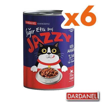 Dardanel Jazzy Sığır Etli Tahılsız Kedi Konservesi 400 Gr x 6 Adet