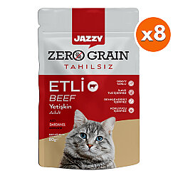 Dardanel Jazzy Pouch Zero Grain Dana Etli Tahılsız Kedi Yaş Maması 80 Gr x 8 Adet - Dardanel