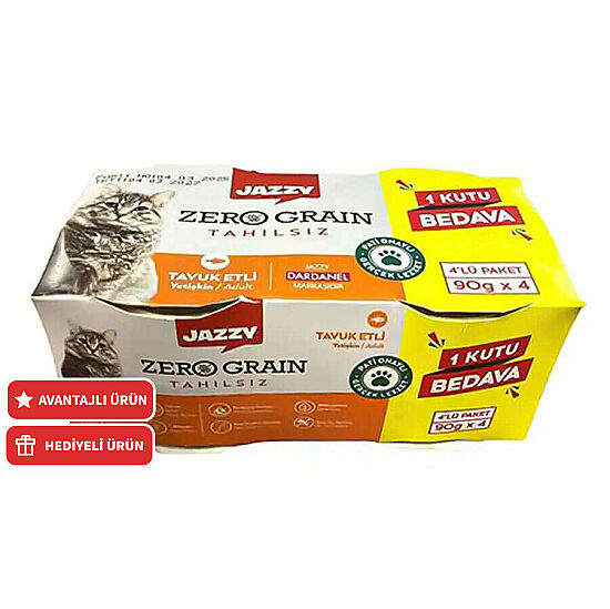 Dardanel Jazzy Zero Grain Tavuklu Tahılsız Kedi Konservesi 90 Gr - 4 Al 3 Öde - 1