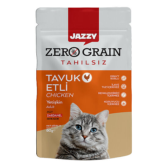 Dardanel Jazzy Pouch Zero Grain Tavuklu Tahılsız Kedi Yaş Maması 80 Gr - 1