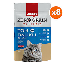 Dardanel Jazzy Pouch Zero Grain Ton Balıklı Tahılsız Kedi Yaş Maması 80 Gr x 8 Adet - Dardanel