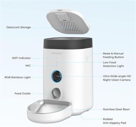 Dogness F10A Akıllı Otomatik Mama Kabı – Kamera Kontrollü (3,6 Litre) - 3