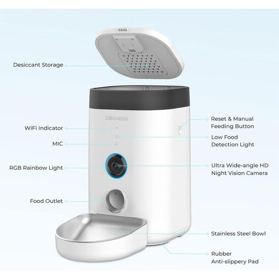 Dogness F10A Akıllı Otomatik Mama Kabı – Kamera Kontrollü (3,6 Litre) - 7