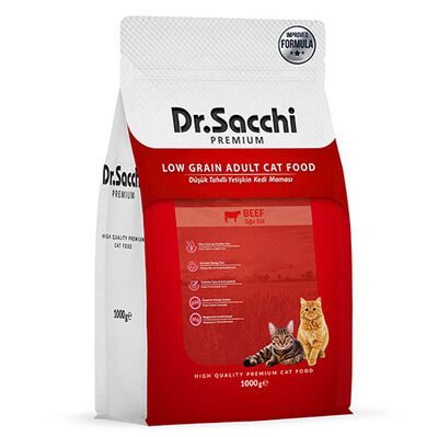 Dr. Sacchi Biftekli Kedi Maması 1 Kg + Dr Sacchi 4 lü Creamy Ödül