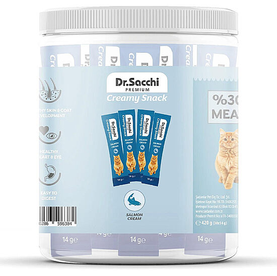 Dr. Sacchi Creamy Snack Salmon Sıvı Kedi Ödülü 14 Gr - 30'Lu Paket - 2