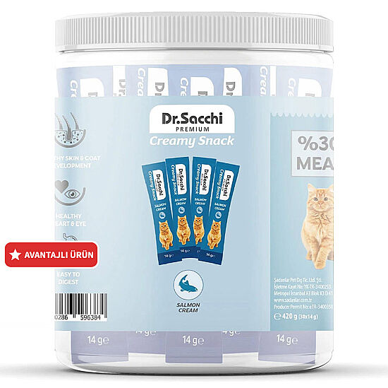 Dr. Sacchi Creamy Snack Salmon Sıvı Kedi Ödülü 14 Gr - 30'Lu Paket - 1