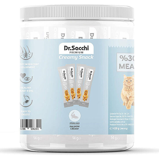 Dr. Sacchi Creamy Snack Sterilised Salmon Sıvı Kedi Ödülü 14 Gr - 30'Lu Paket - 2