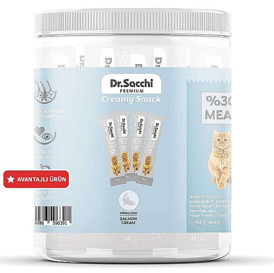 Dr. Sacchi Creamy Snack Sterilised Salmon Sıvı Kedi Ödülü 14 Gr - 30'Lu Paket - 1