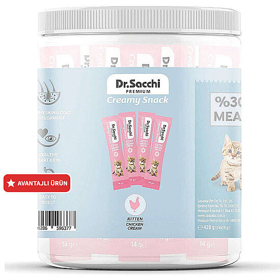 Dr. Sacchi Kitten Creamy Snack Tavuk Etli Sıvı Yavru Kedi Ödülü 14 Gr - 30'Lu Paket - 1