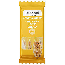Dr. Sacchi Creamy Snack Tavuk ve Ciğerli Sıvı Kedi Ödülü 14 Gr - 4 lü Paket - Dr.Sacchi