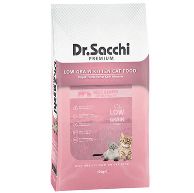 Dr. Sacchi Düşük Tahıllı Biftek ve Kuzu Etli Yavru Kedi Maması 10 Kg