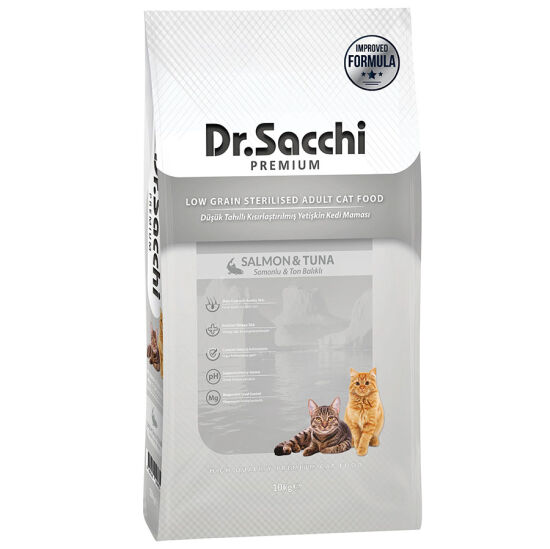 Dr. Sacchi Somon ve Ton Kısırlaştırılmış Kedi Maması 10 Kg - 1