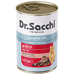 Dr. Sacchi Jöle Et Parçalı Biftek Etli Kedi Konservesi 400 Gr - Dr.Sacchi