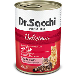 Dr.Sacchi - Dr. Sacchi Jöle Et Parçalı Biftek Etli Kedi Konservesi 400 Gr