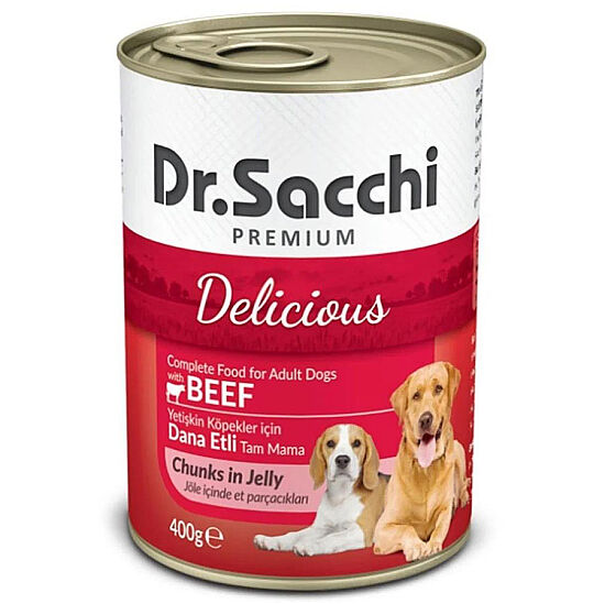 Dr. Sacchi Jöle Et Parçalı Biftek Etli Köpek Konservesi 400 Gr - 1