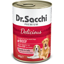Dr.Sacchi - Dr. Sacchi Jöle Et Parçalı Biftek Etli Köpek Konservesi 400 Gr