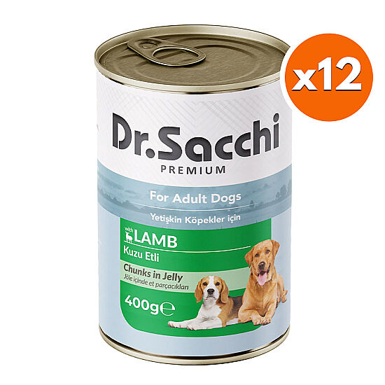 Dr. Sacchi Jöle Et Parçalı Kuzu Etli Köpek Konservesi 400 Gr x 12 Adet - 1