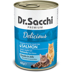 Dr.Sacchi - Dr. Sacchi Jöle Et Parçalı Somon Balıklı Kedi Konservesi 400 Gr