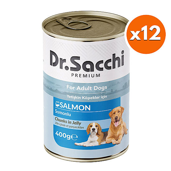 Dr. Sacchi Jöle Et Parçalı Somon Balıklı Köpek Konservesi 400 Gr x 12 Adet - 1