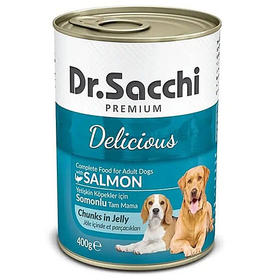 Dr. Sacchi Jöle Et Parçalı Somon Balıklı Köpek Konservesi 400 Gr - 1