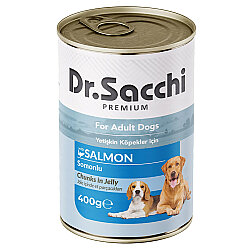 Dr. Sacchi Jöle Et Parçalı Somon Balıklı Köpek Konservesi 400 Gr - Dr.Sacchi