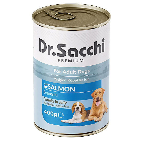 Dr. Sacchi Jöle Et Parçalı Somon Balıklı Köpek Konservesi 400 Gr - 1