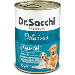 Dr.Sacchi - Dr. Sacchi Jöle Et Parçalı Somon Balıklı Köpek Konservesi 400 Gr