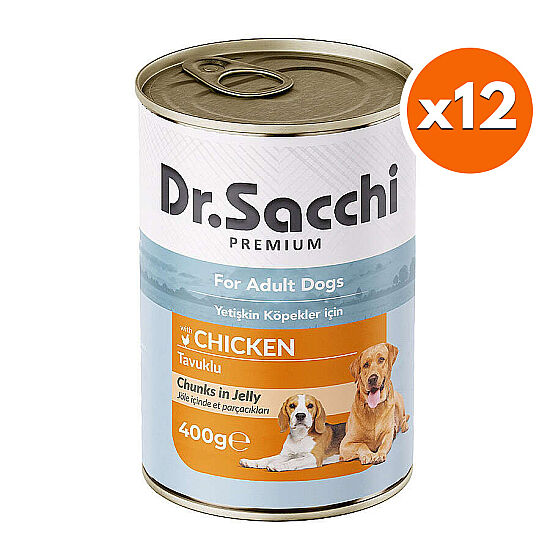 Dr. Sacchi Jöle Et Parçalı Tavuk Etli Köpek Konservesi 400 Gr x 12 Adet - 1