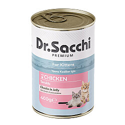 Dr. Sacchi Kitten Jöle Et Parçalı Tavuk Etli Yavru Kedi Konservesi 400 Gr - Dr.Sacchi