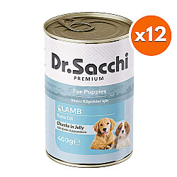 Dr. Sacchi Puppy Jöle Et Parçalı Kuzu Etli Yavru Köpek Konservesi 400 Gr x 12 Adet - Dr.Sacchi