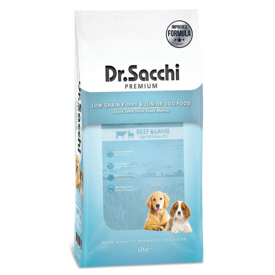 Dr. Sacchi Puppy Sığır ve Kuzu Etli Yavru Köpek Maması 12 Kg - 1
