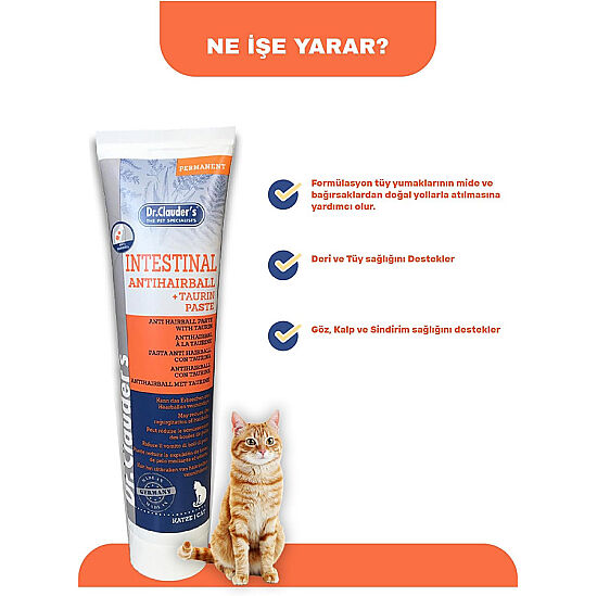 Dr. Clauders Intestinal Anti Hairball Malt Paste Tüy Yumağı Kontrol Kedi Macunu 100 Gr - 4