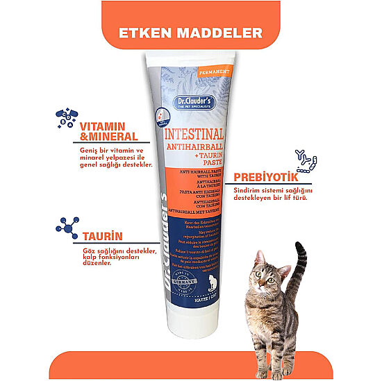 Dr. Clauders Intestinal Anti Hairball Malt Paste Tüy Yumağı Kontrol Kedi Macunu 100 Gr - 3