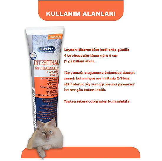 Dr. Clauders Intestinal Anti Hairball Malt Paste Tüy Yumağı Kontrol Kedi Macunu 100 Gr - 2